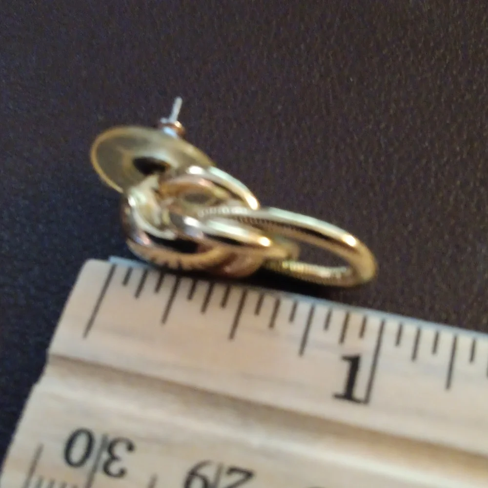 Elegant Gold and Silver Knot Earrings - Picture 4 of 4